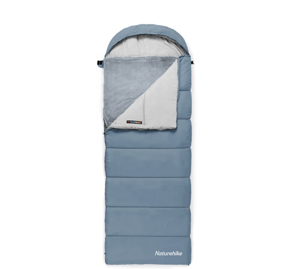 Мешок спальный Naturehike Envelope M400 с подогревом, (190+30)х80 см, (левый)(ТК: -1C), серо-голубой CNK2300SD021-400BL-L