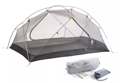 Палатка Naturehike Mongar 2-местная, алюминиевый каркас,сверхлегкая, серая NH17T007-M-LGDGR