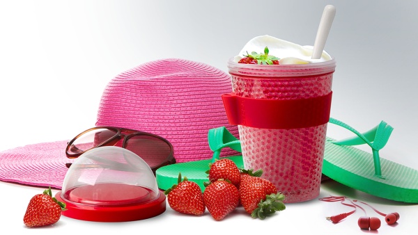 Контейнер для перекусов с гелем-хладагентом и отделением для топпинга, 386 мл, красный  CY2GO.02-RED