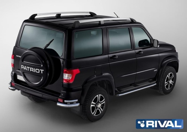 Защита заднего бампера d76+d42 уголки RIVAL UAZ Patriot 2014-2016-  R.6302.010