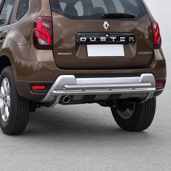 Фото для каталога: Защита заднего бампера d42+d42 Rival Renault Duster 2015- R.4703.009