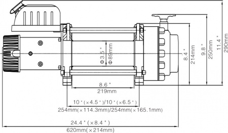 Лебёдка электрическая индустр. 12V Runva 17500lbs, 7930кг  EWN17500U