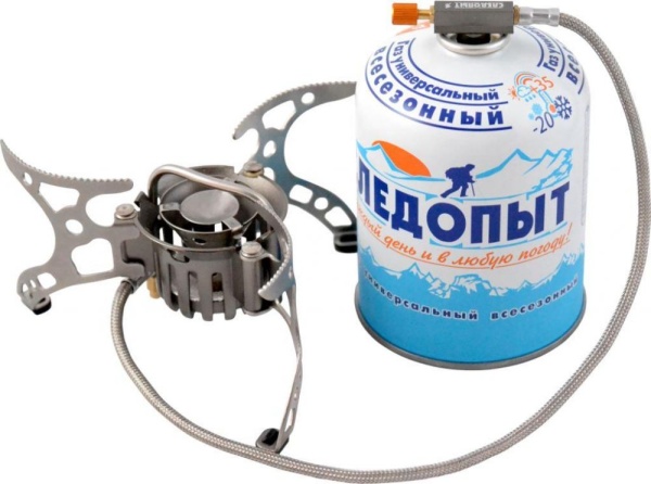Горелка газовая портативная мультитопливная СЛЕДОПЫТ "Огонь Прометея-1" (улучшенный насос+чехол)  PF-GSP-M02M
