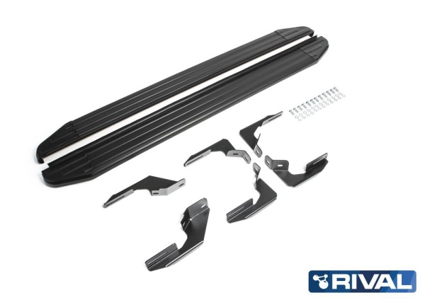 Порог-площадка "Premium-Black" A193ALB + комплект крепежа RIVAL Ford Ranger 2012-2015  A193ALB.1803.1
