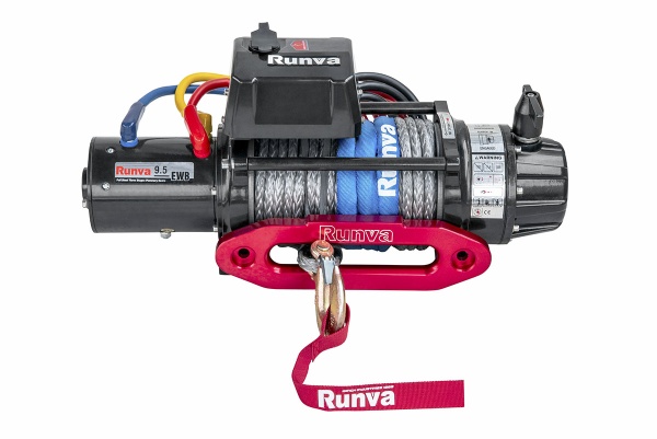 Лебёдка электрическая 12V Runva 9500 lbs 4350 кг влагозащищенная, синтетический трос EWB9500SSR