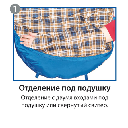 Мешок спальный BTrace Mega (Левый,Серый/Синий), (ТК: -5°C)  S0565