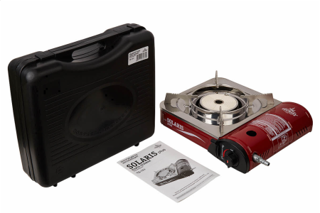 Плита газовая TOURIST SOLARIS PLUS портативная, керамическая, с переходником, в кейсе  TS-701