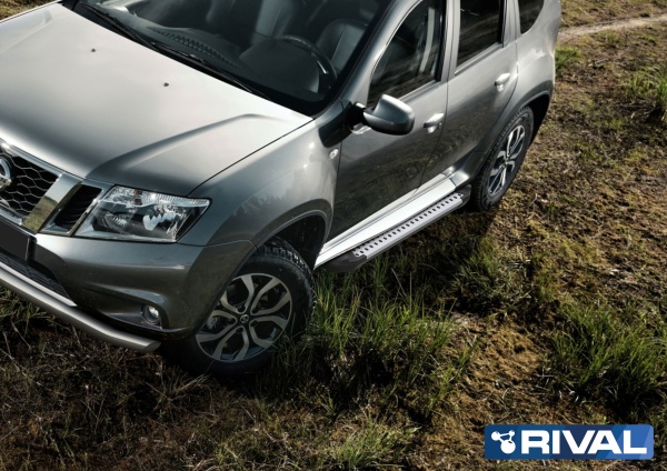 Порог-площадка "Bmw-Style" D173AL + комплект крепежа RIVAL Renault Duster/Nissan Terrano  D173AL.4701.3