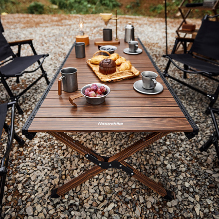 Стол туристический Naturehike Star Jane L02 складной, 125х60х43 см,с Х-образными ножками, коричневый CNH22JU043-WAL