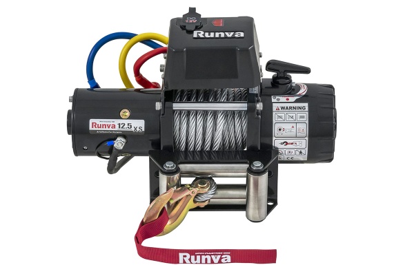 Лебёдка электрическая 12V Runva 12500 lbs 5670 кг короткий барабан, стальной трос 12.5XS
