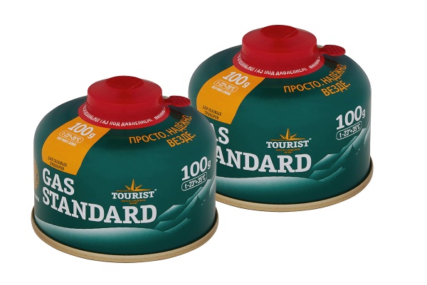 Баллон газовый резьбовой TOURIST STANDARD для портативных приборов 100 г. комплект 2 шт.  TBR-100-SET2