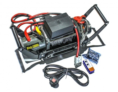 Лебедка переносная ELECTRIC Winch EW 12000 (12В) со стальным тросом крепление под квадрат