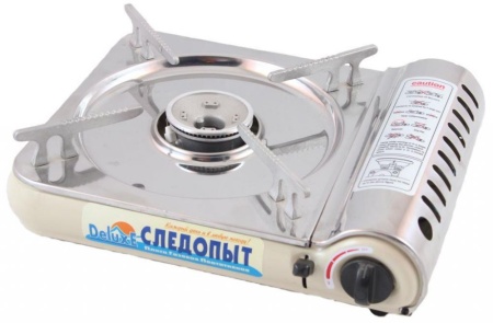  Плита газовая портативная "СЛЕДОПЫТ - DeluxE", (с подогревом) нержавеющая сталь, цанговый баллон  PF-GST-N03