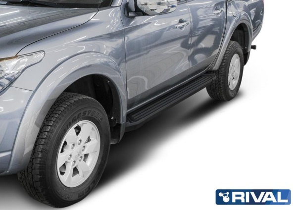 Порог "Black" RIVAL Volkswagen Amarok/Toyota Hilux 2015-/Mitsubishi L200   F193ALB