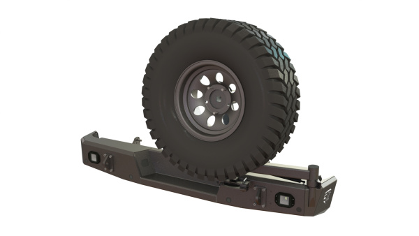 Бампер задний Toyota Tundra 2006-2013 калитка справа, фары заднего хода/ПТФ STC-TT06-BR-C2-L2+L1