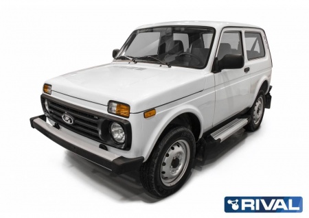 Порог-площадка "Silver" F128AL + комплект крепежа RIVAL Lada 4x4  F128AL.6004.1