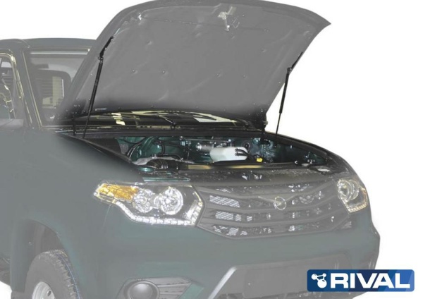 Амортизаторы капота, 2 шт. RIVAL UAZ Patriot 2005-/UAZ Pickup 2008-  A.ST.6302.1