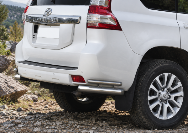 Фото для каталога: Защита заднего бампера d76+d42 уголки Rival Toyota Land Cruiser Prado 150 2009-2013-2017 R.5704.022