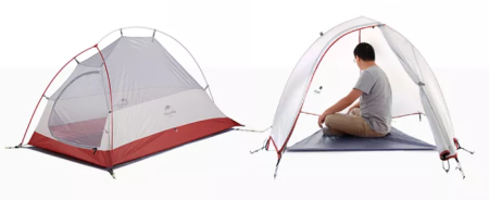 Палатка Naturehike Cloud Up Si 1-местная, алюминиевый каркас, сверхлегкая, серо-красный NH18T010-T-DLG