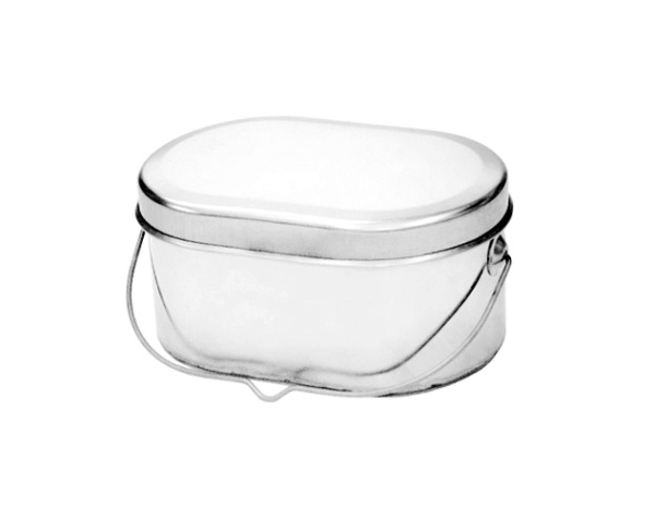 Котелок туристический 1,3 л., низкий, нержавеющая сталь, крышка с ручками  Кон-1.3р