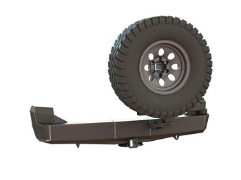 Бампер силовой задний STC Mitsubishi Pajero Sport 1996-2008 с квадрат под фаркоп, калитка STC-MPS1-BR-C1