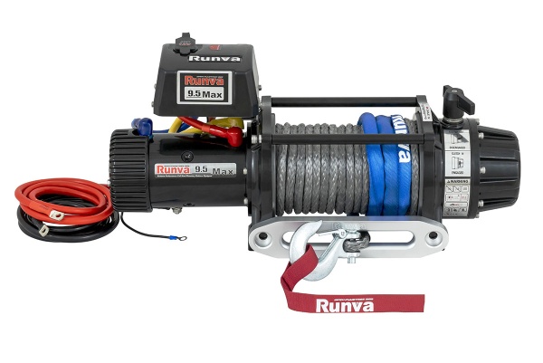 Лебёдка автомобильная электрическая 12V Runva 9500 lbs 4350 кг MAX высокоскоростная, влагозащищенная, синтетический трос EWB9500MAX-Q-SR