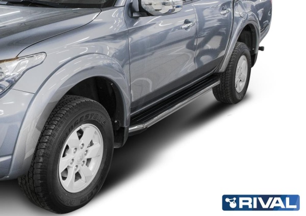 Порог-площадка "Premium" A193ALP + комплект крепежа RIVAL  Mitsubishi L200 2006-2015-  A193ALP.4003.1