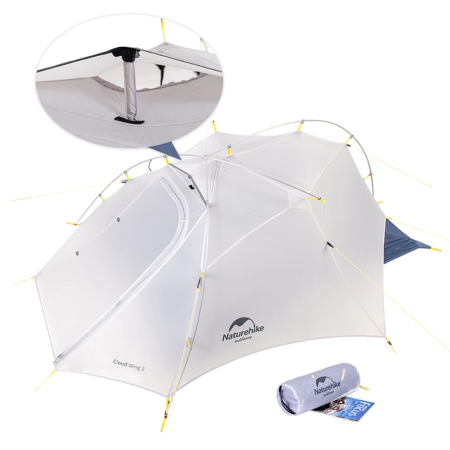 Палатка Naturehike Cloud Up-Wing Si 2-местная, алюминиевый каркас, серо-синяя NH19ZP083-2-2WDGRBL
