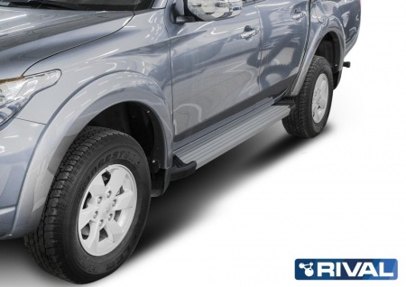 Порог-площадка "Silver" F193AL + комплект крепежа RIVAL Mitsubishi L200  F193AL.4003.1