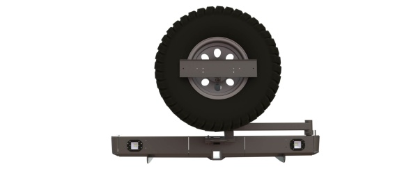 Бампер силовой задний Mitsubishi Pajero Sport 2016+ c квадрат под фаркоп, калитка и и противотуманными фарами STC-MPS3-BR-L2-C1