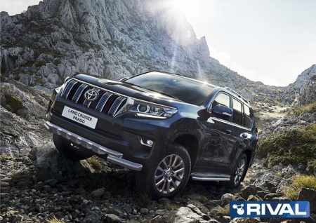 Защита переднего бампера d76+d57 с профильной защитой картера RIVAL Toyota Land Cruiser 150 Prado 2017-  R.5721.010