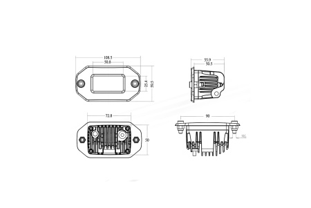 Светодиодные фары рабочего света AURORA 76x38 мм 20W (комплект 2 шт) ALO-E-L-K-2-E7T