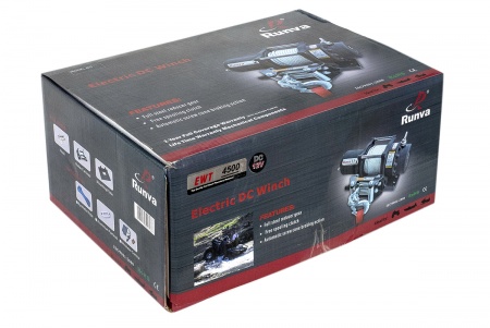 Лебёдка электрическая 12V Runva 4500Albs, синтетический трос   EWT4500ASR