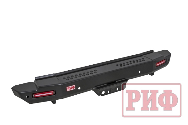 Бампер РИФ силовой задний Toyota Land Cruiser 200 2012-2015 с квадратом под фаркоп и фонарями, стандарт RIF200-22150