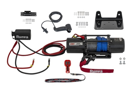 Лебёдка автомобильная электрическая 12V Runva 6000 lbs 2722 кг (синтетический трос) EWV6000SSR