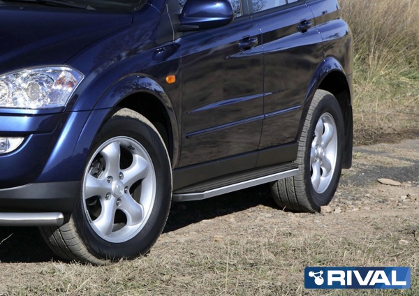 Порог-площадка "Premium" A173ALP + комплект крепежа RIVAL Ssang Yong Kyron 2007-  A173ALP.5301.1