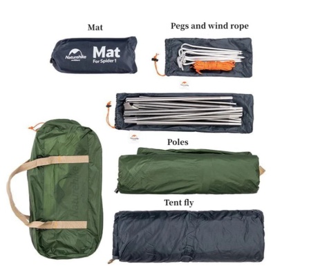 Палатка Naturehike Cycling Si 1-местная, алюминиевый каркас, сверхлегкая, синяя NH18A095-D-1NBL