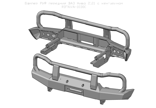 Бампер передний РИФ ВАЗ Нива с защитной дугой, с площадкой под лебедку  RIFNVA-10300