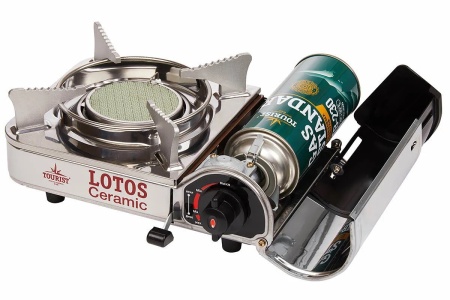 Плита газовая TOURIST LOTOS CERAMIC портативная, керамическая, в кейсе  TR-350