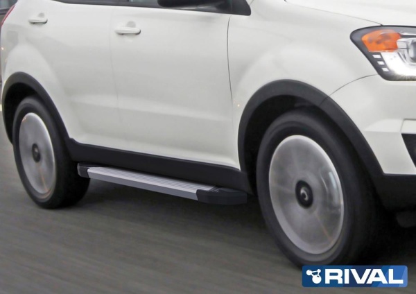 Порог-площадка "Silver" F173AL + комплект крепежа RIVAL Ssang Yong Actyon  F173AL.5303.2