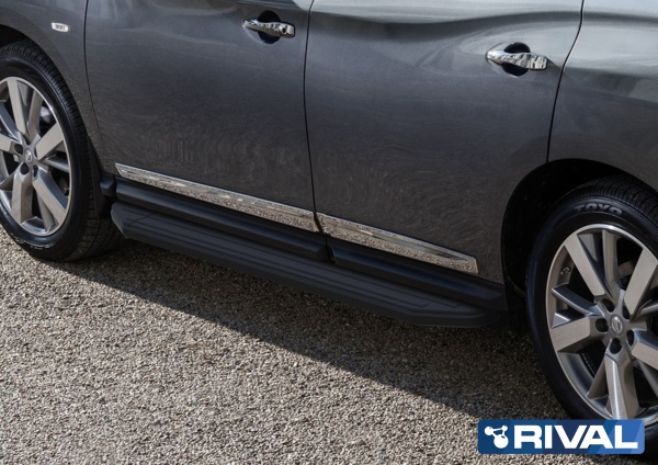 Порог-площадка "Premium-Black" A193ALB + комплект крепежа RIVAL Nissan Pathfinder 2014-2017  A193ALB.4107.1