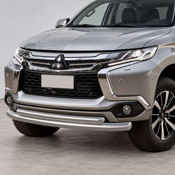 Фото для каталога: Защита переднего бампера d76+d57 Rival Mitsubishi Pajero Sport 2016- R.4012.001