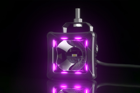 Светодиодные фары дальнего света AURORA 76x76 мм 30W с RGB подсветкой (комплект 2 шт) ALO-D3T-2-P23Q