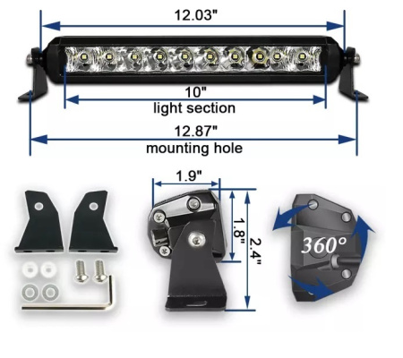 Фара комбинированного света AURORA 325 мм 50W LED ALO-S5D1-10-H