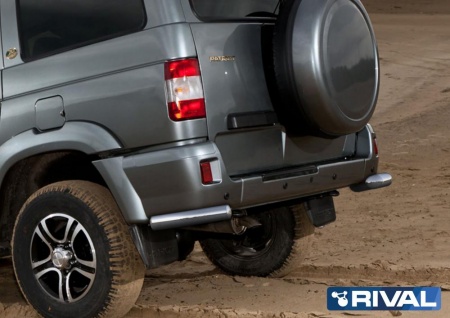 Защита заднего бампера d76 уголки RIVAL UAZ Patriot 2005-2014  R.6301.009