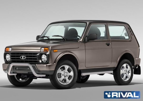 Защита переднего бампера d57 скоба RIVAL Lada 4х4 Urban 3d 2014-  R.6004.001