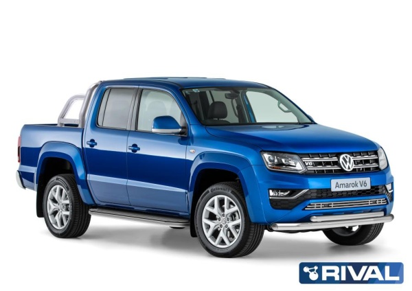 Защита переднего бампера d76+d57 RIVAL Volkswagen Amarok 2016-  R.5804.003