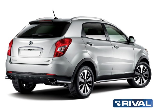 Защита заднего бампера d57 уголки RIVAL Ssang Yong Actyon 2010-2013-  R.5303.012