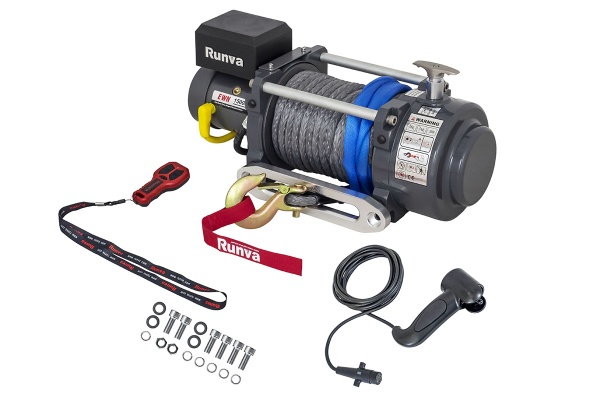 Лебёдка электрическая (индустр.) 12V Runva 15000 lbs 6800 кг синтетический трос EWN15000USR