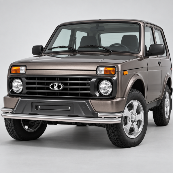 Фото для каталога: Защита переднего бампера d57+d42 Rival Lada 4х4 Urban 3d 2014- R.6004.002